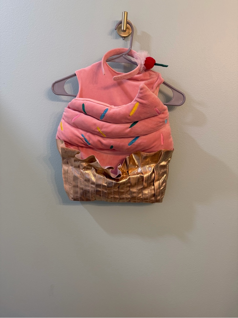 Pink Sprinkle Ice Cream Dress-Up Set with Cherry Headband